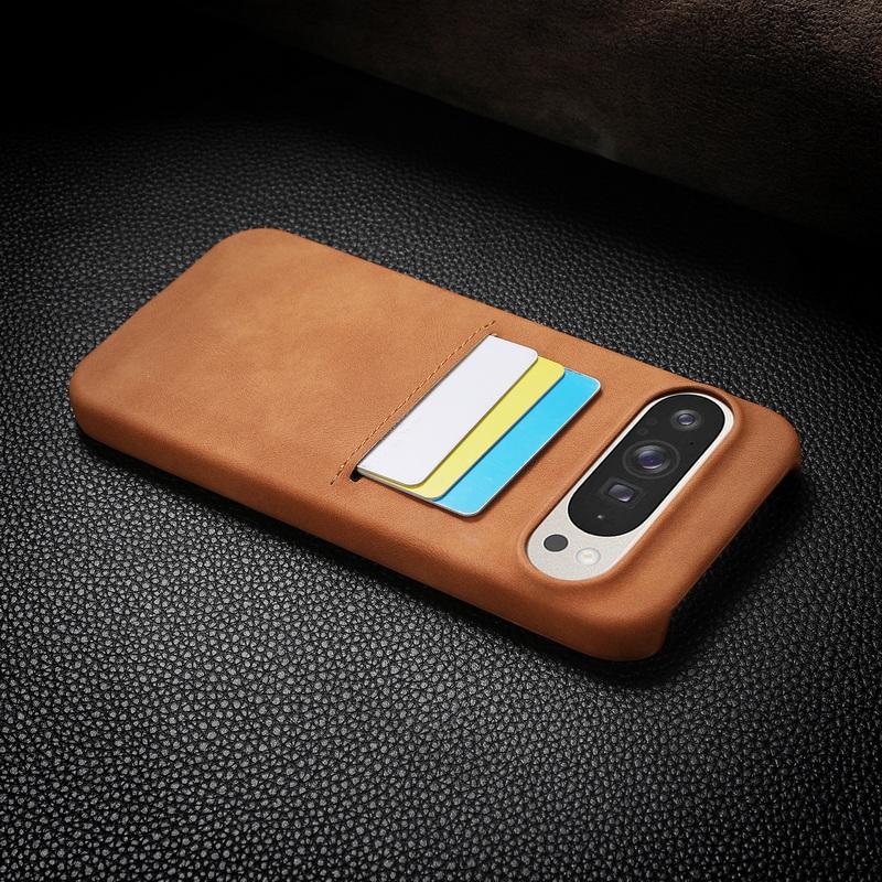 Solid Color Matte Leather Slim Phone Cover For Google Pixel 9 Pro XL Pixel 8A Luxury Card Slot Hard PC Shockproof Lens Protection Case