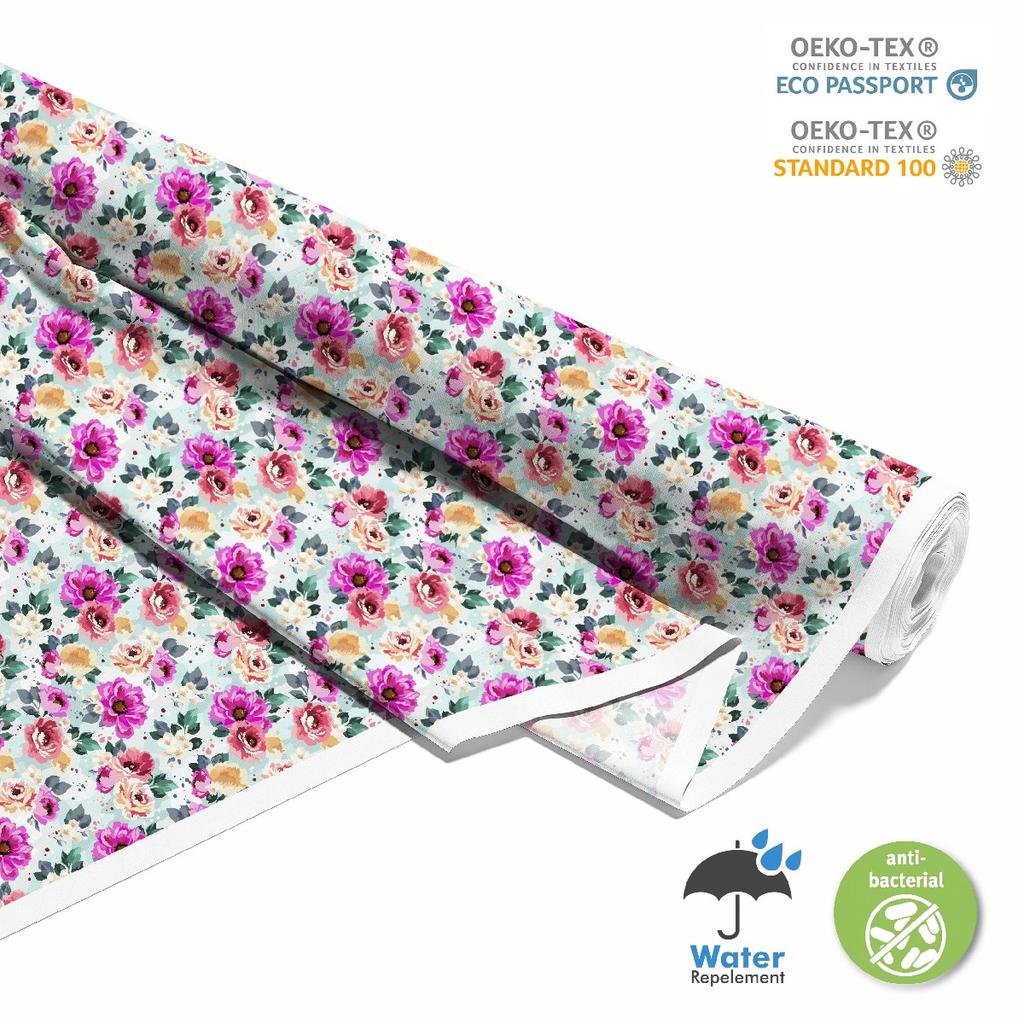 Outdoor Dekostoffe Oxford - Motiv Gemalte Blumen 8 I Dx131