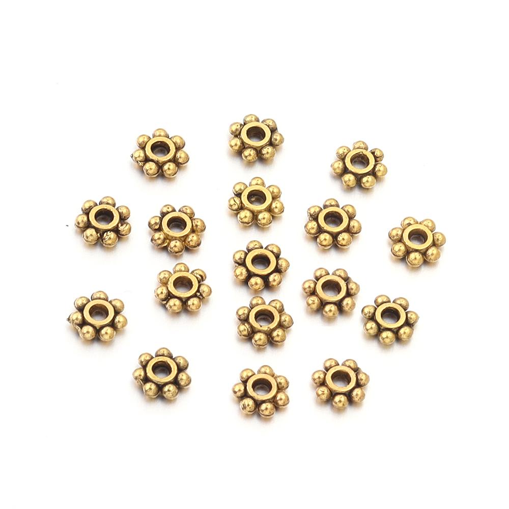 100-200Pcs 4 5 7mm Alloy Flower Spacer Beads For Jewelry Making Snowflake Loose Beads For DIY Bracelet Jewelry Making Supplies