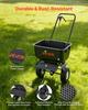 Schiebe-Rasenstreuer, 3,6m Streubreite, Streuwagen mit 36,3kg Ladekapazität & 10 Zoll All-Terrain-Reifen, Handgeführter Garten- und Rasenstreuer