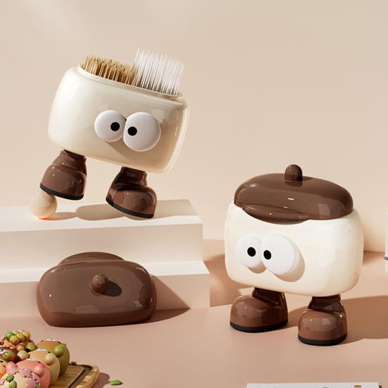 Dávkovač párátek Držák na tužky Kreslený design Multifunkční 2 přihrádky Krytý držák na párátka Stolní úložný box