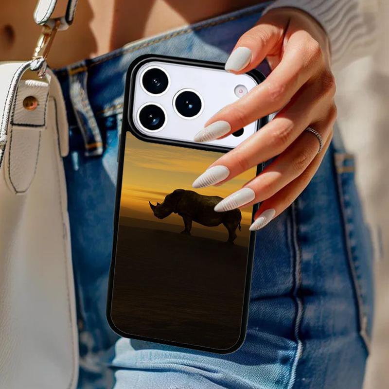 Animal Rhino Phone Case For iPhone 17 Air 14 15 13 12 Max Cover For Apple 14 15 16 16e 11 Pro Max Plus Coque