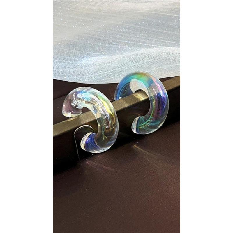 New Model Mermaid Charm Colorful Earrings - Women's Circular Stud Earrings - Chic Style, Unique Personality Accessories