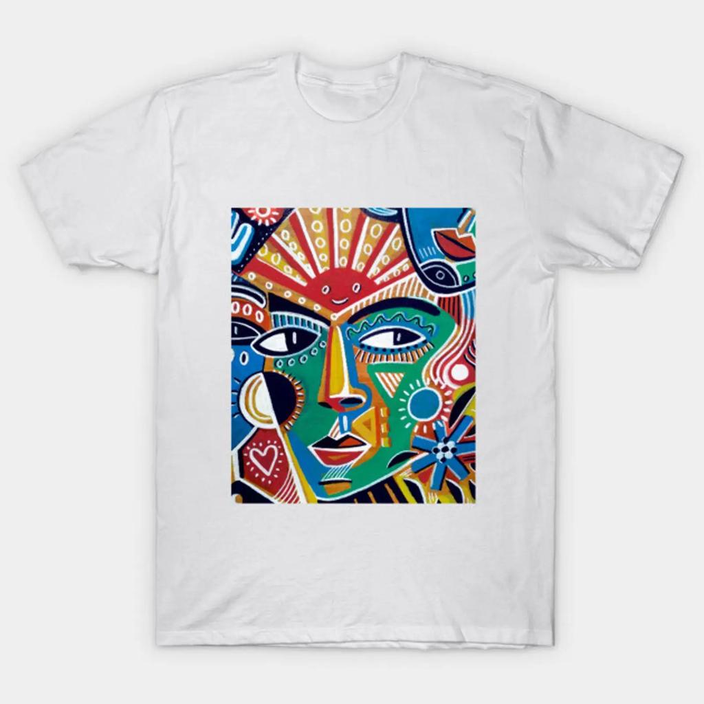 Art Face T Shirt Vintage Fashion Soft Casual Comfortable Stretched Unisex Stylish Slightly Homme Versatile Breathable
