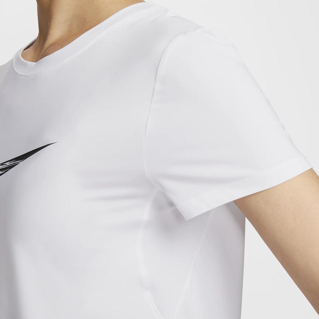Nike Dri-Fit Swoosh Logo Outdoor Casual Sports Short Sleeve T-Shirt Women T-Shirt White FV6374-100
