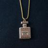 Exquisite Rhinestone-Inlaid Perfume Bottle Pendant Necklace & Car Keychain