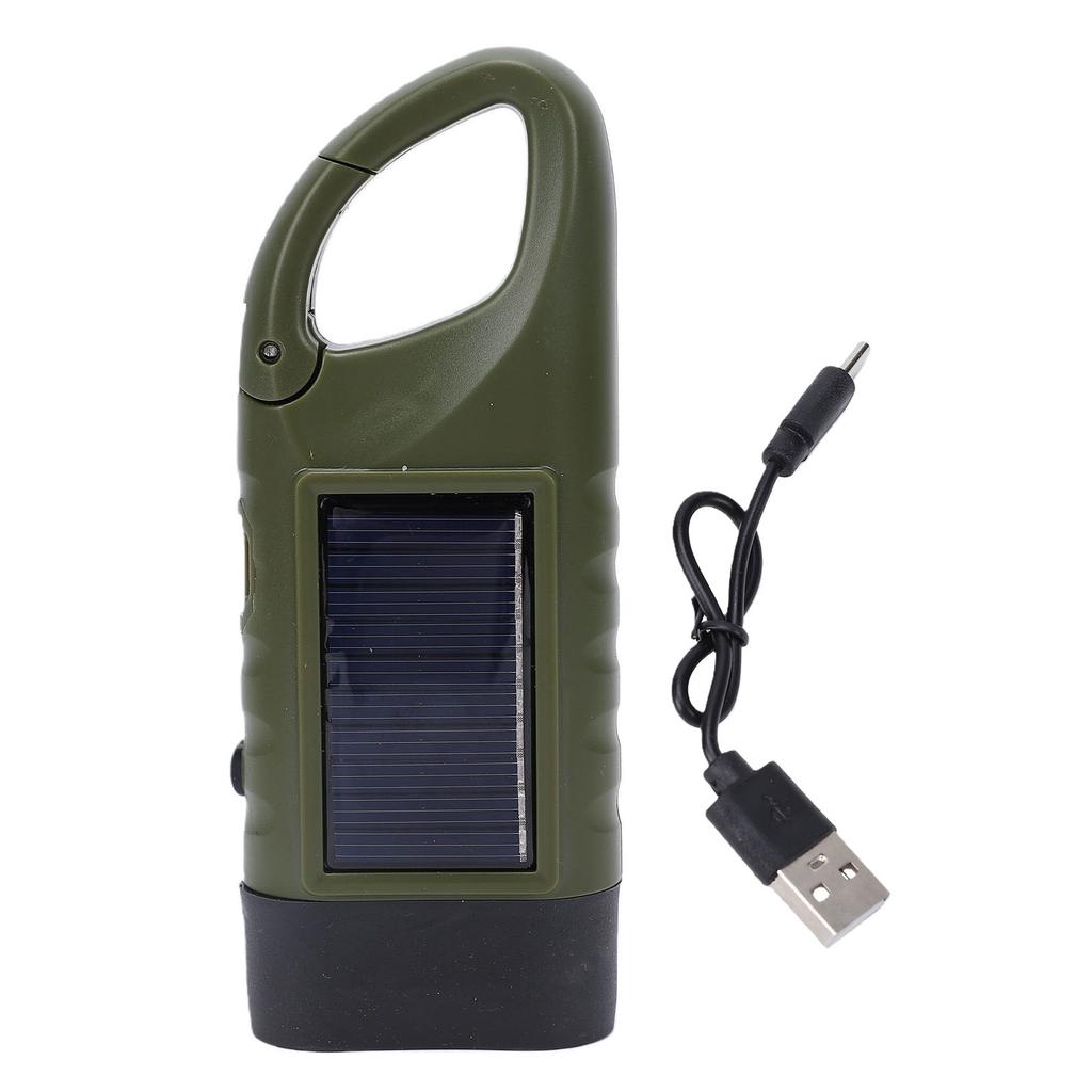 5 in 1 Flashlight Bright Hand Crank Solar USB Powered Flashlight with Power Bank Function for Outdoor Emergency