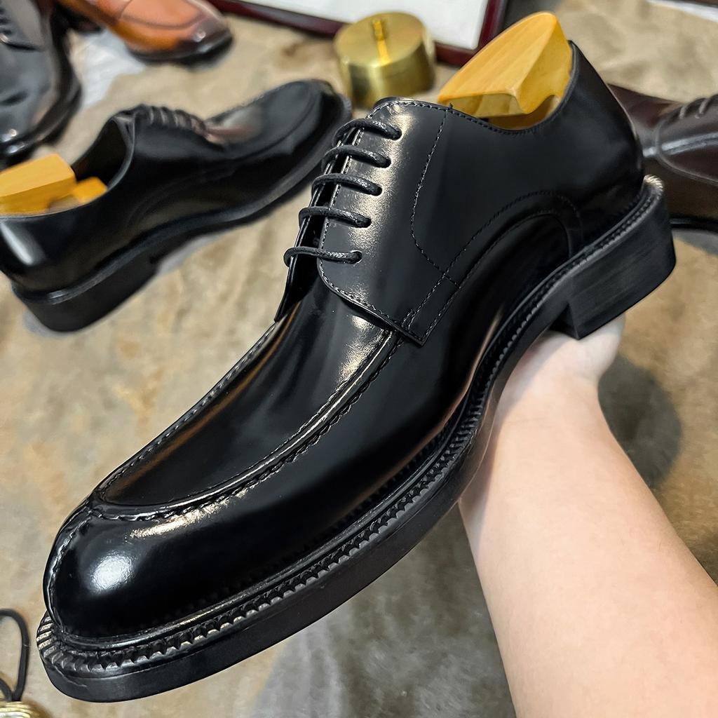 [Texture full~ comparable to horse hip skin] New men's leather shoes business casual big head leather shoes men