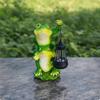 Frog Statue with Lantern HandPainted Figurine Tabletop Lawn Ornament for Patio,