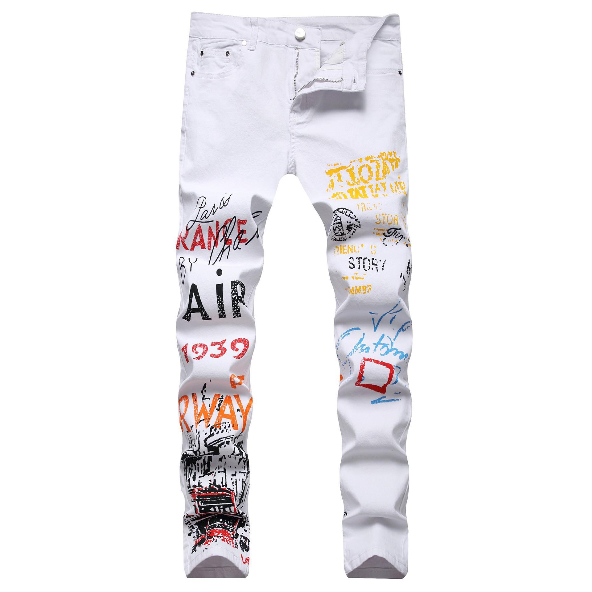 

Чоловічі рвані чорні джинси Slim Fit - еластичні, вузькі, європейського стилю, літня вага 40 білий