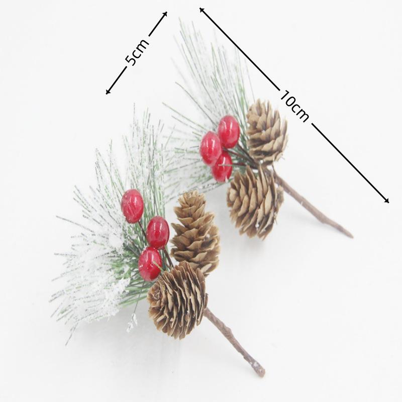Snowflake Series Bell Beads Bouquet: Christmas Red Bean & Pine Decoration