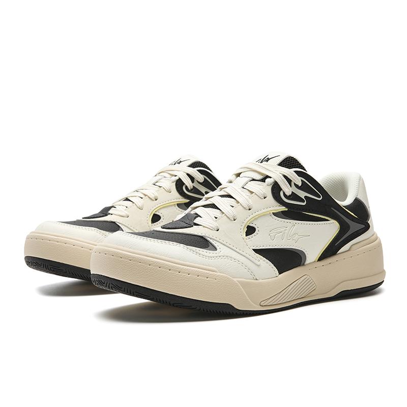 Fila Coverage Cushioning Abrasion Resistant Lightweight Low Top Skateboard Shoes Women's Antique White Black F12W612203FAF