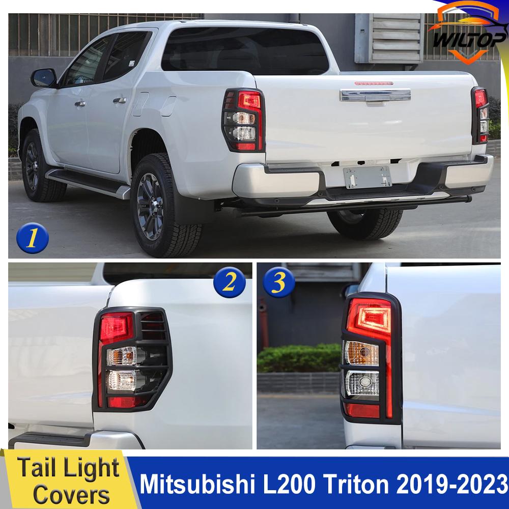 Mattschwarze Rückleuchtenabdeckungen für Mitsubishi L200 Triton 2019-2025 Schutzabdeckung Außen ABS Lampenhaube Auto Außen Zubehör