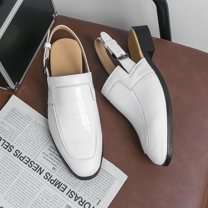 Summer Breathable Mens Leather Sandals Business Office Dress Shoes Soft Sole Flat Bottom Slippers Designer Casual Shoes for Men