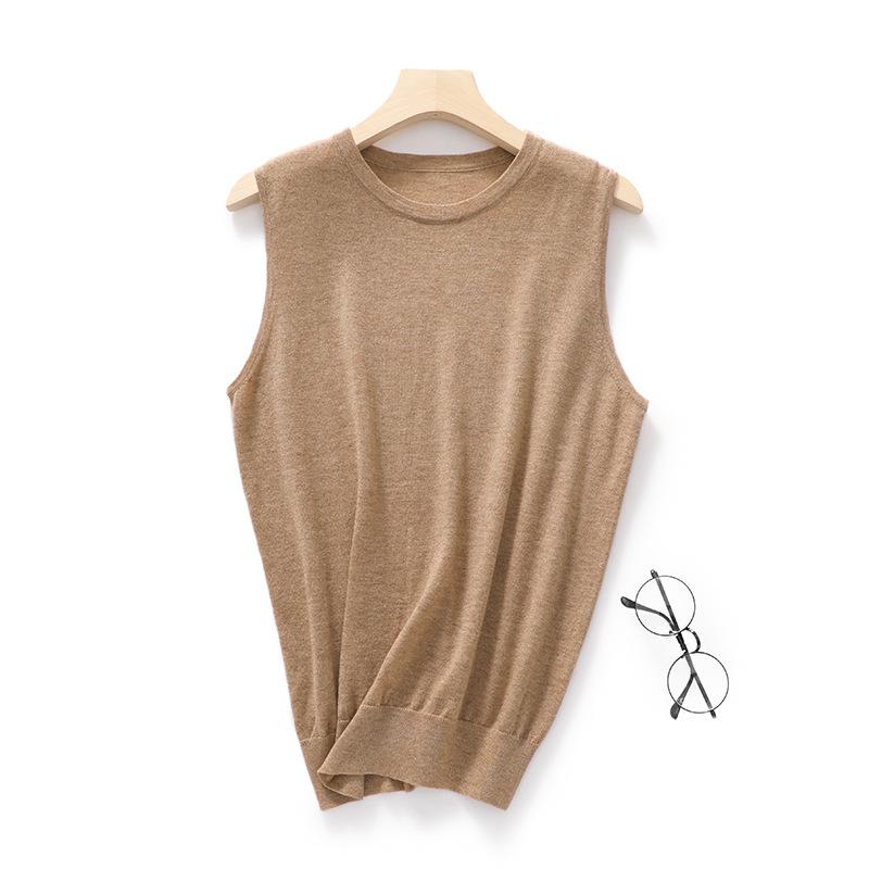 Crew Neck Sleeveless Short-sleeved Spring and Autumn New Loose and Thin Temperament Versatile Short-sleeved Top
