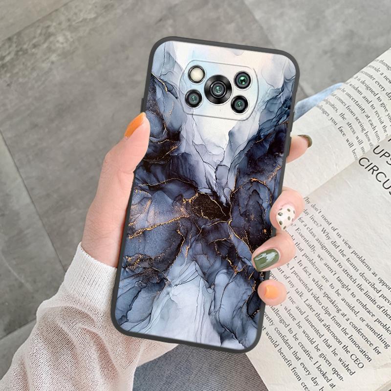 Poco X3 Pro Pocox3 NFC Case Luxury Glitter Gold Foil Ocean Marble Silicone Soft Phone Cover For Xiaomi Poco X3 X5 X6 Pro Shell
