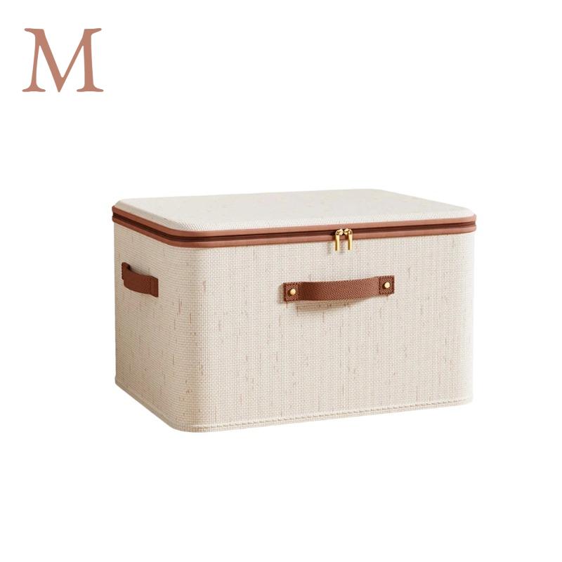 1pc Storage Boxes with Zipper Linen Fabric Organizer Bins Foldable Closet Organizers for Home Stackable Design 6340₽