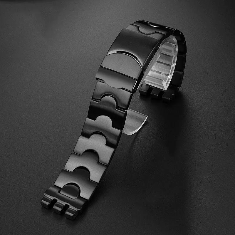 Accessori per Orologi Swatch YCS YAS YGS Acciaio Inossidabile Massiccio Argento Nero Cinturino Metallo da Uomo/Donna 17MM 19MM 21MM