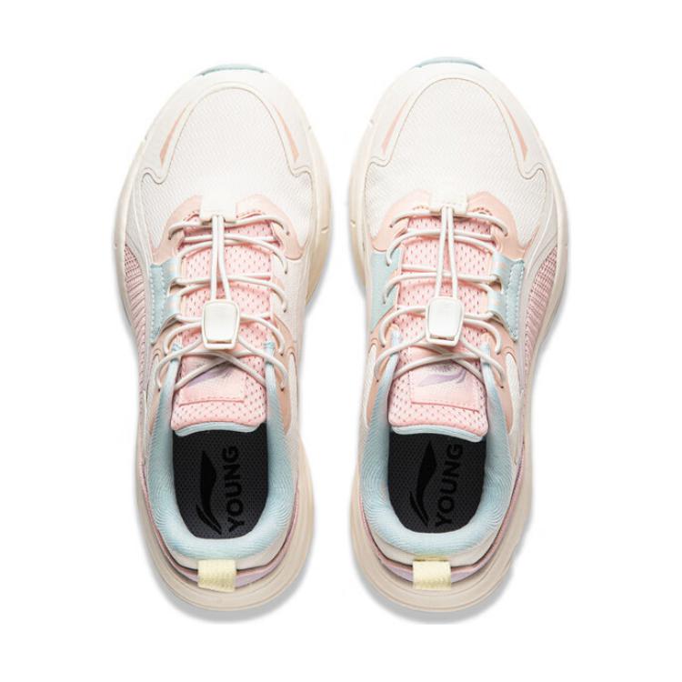 Li Ning Kids Puff V2 Soft Comfortable Durable Breathable Low Top Casual Shoes Kids Casual Shoes White Pink Purple YKCU106-2