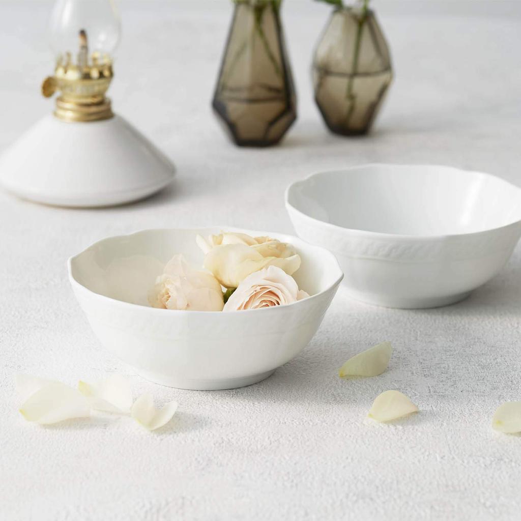 Noritake Bowls 13cm X Cher Microwave and Dishwasher Fine Porcelain (Pair) 365cc, Blanc, Safe, (Premium White), P94806/1655
