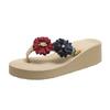 Ins Internet Celebrity Summer Imitation Straw Hemp Sole Flower Flip-flops Women's Fashion Trend Pinch Foot Thick Sole Beach Shoes