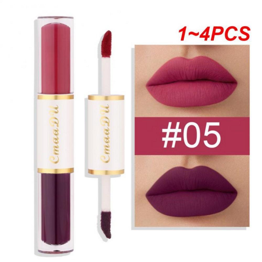 Women's Lipstick Matte Waterproof Lip Gloss Women Makeup Lip Glaze Non-stick Cup Double Head Beauty Products Tint 1 4 Pieces, Style C, 4 Pieces