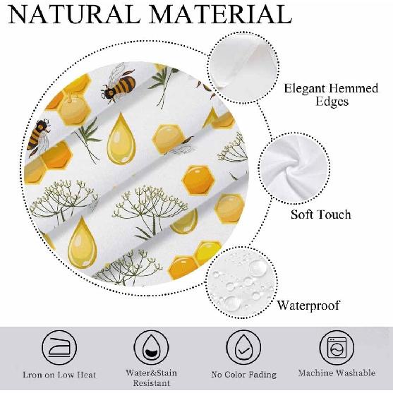 Bees Honeycombs Yellow Rectangular Tablecloth Nectar Honey Beehive Farm Polyester Table Cloths for Dining Kitchen Outdoor Picnic Camping Party