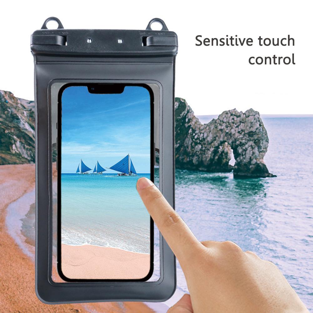 PVC Phone Case with Lanyard Waterproof Phone Dry Bags Portable Lightweight Inductive Touch Rotating Buckle for Vacation Swimming