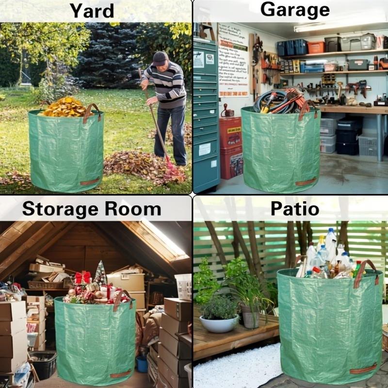 Leaf Bag Large Capacity Garden Branches Fallen Leaves Collection Dark Green PP Woven Reusable Plant Garbage Supplies Gift