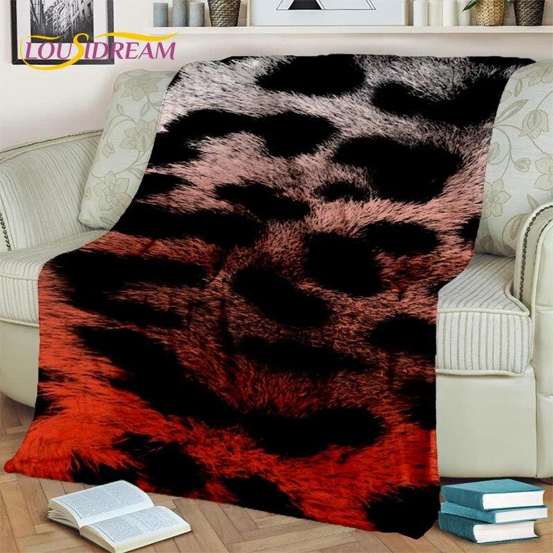 3D Wild Sexy Leopard Stripe Print Blanket,Soft Throw Blanket for Home Bedroom Bed Sofa Picnic Travel Office Cover Blanket Kids