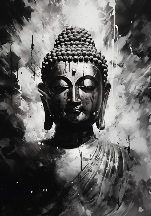 Abstract Meditating Buddha Statue Sitting Lotus Religious Poster Canvas Painting Wall Art Picture Modern Room Home Decor Cuadros