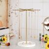 Modern Gold Jewelry Display Stand 48 Hooks 360 Rotating Design Compact Storage Solution For Necklaces Bracelets Perfect Gift