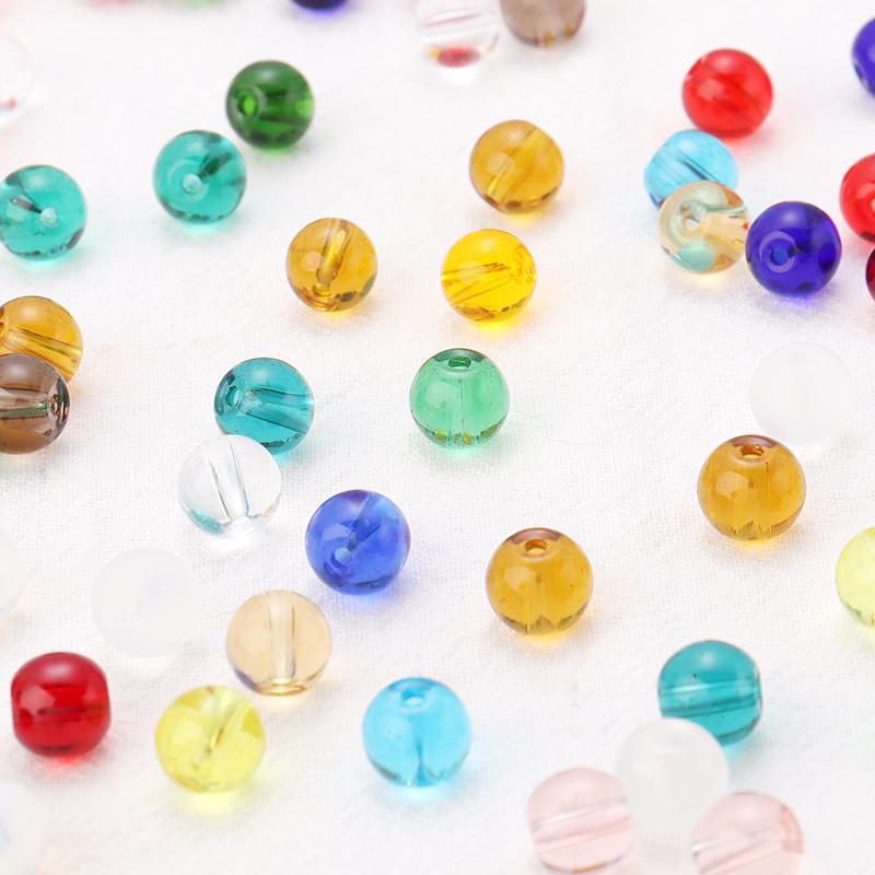 50 Stück Runde Glasperlen Bunt Transparent Glänzend Lose Perlen Für Schmuckherstellung DIY Basteln Halskette Armband Zubehör Großhande