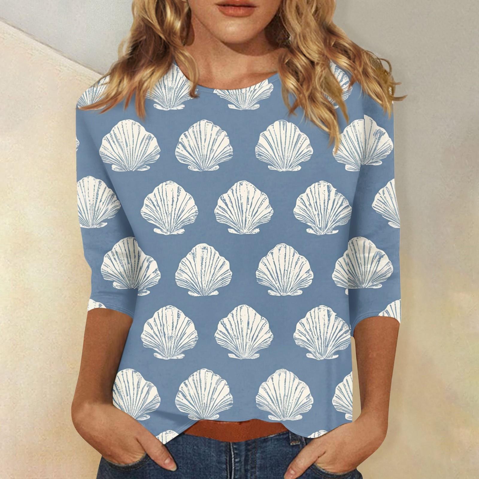 

Женская модная повседневная футболка с круглым вырезом и рукавом 3/4, женский топ XXXXL