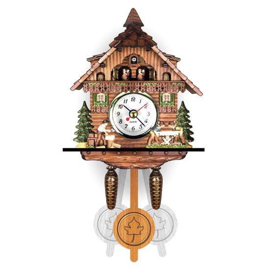 Antique Wooden Hanging Cuckoo Wall Time Alarm Clock Home Living Room Decoration