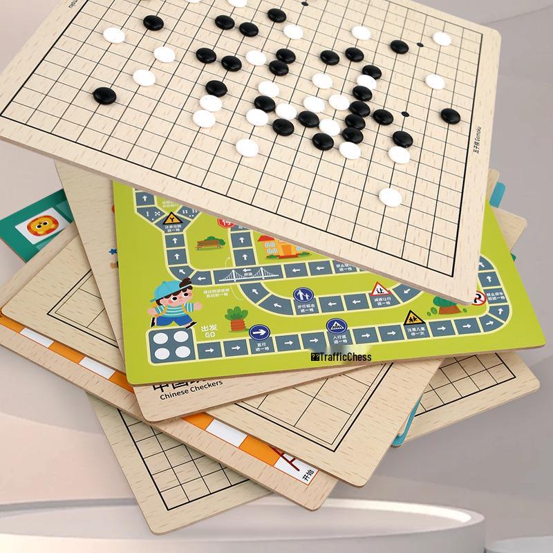 Multifunctional Chess Set: Ludo, Gomoku, Dou Shou Qi & Traffic Chess for Kids