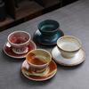 Grobkeramik Espressotasse und Untertasse Set Japanisch Retro Teetasse Meistertasse Große Teetasse Kreativ Handgefertigt Wasserbecher