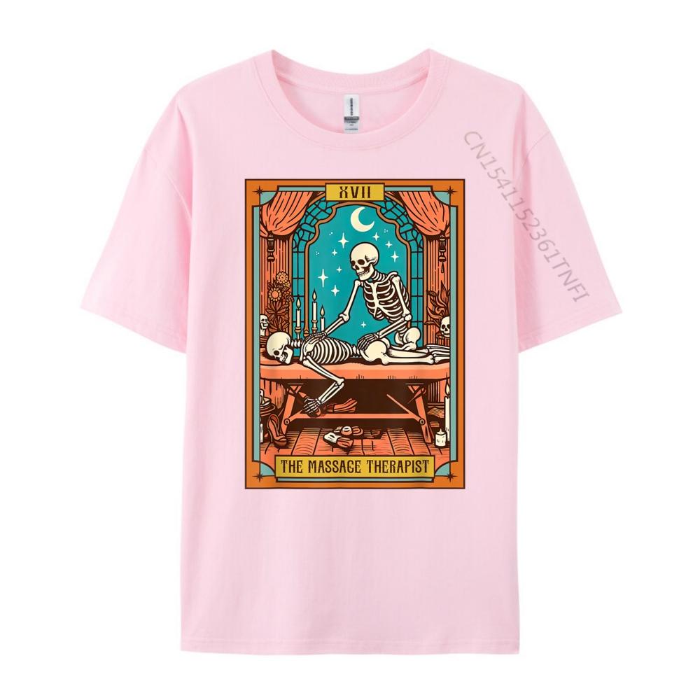 Funny Skeleton Massage Therapy Massage Therapist Tarot Card Graphic T Shirts Men Oversized Valentines Day Gift TShirt