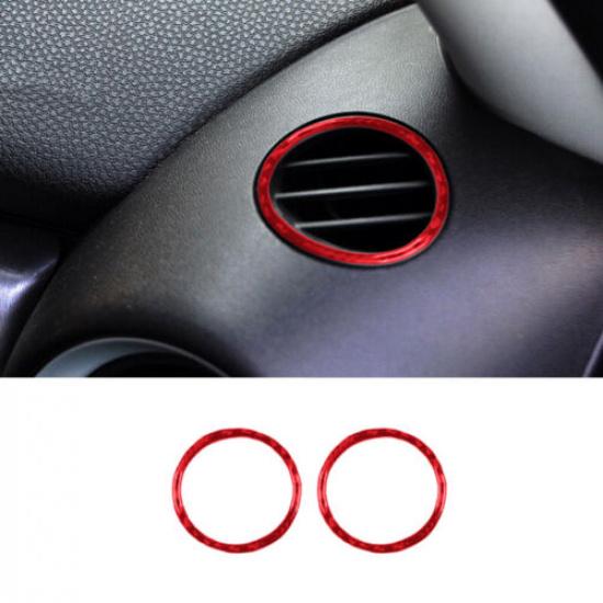 2pcs Red Carbon Fiber Car Side AC Air Vent Frame Cover For BMW Mini Cooper 07-10