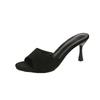 Sandales Stiletto Velours à Talons Hauts à Bride Unique pour Femmes - Grande Taille - Été 2026