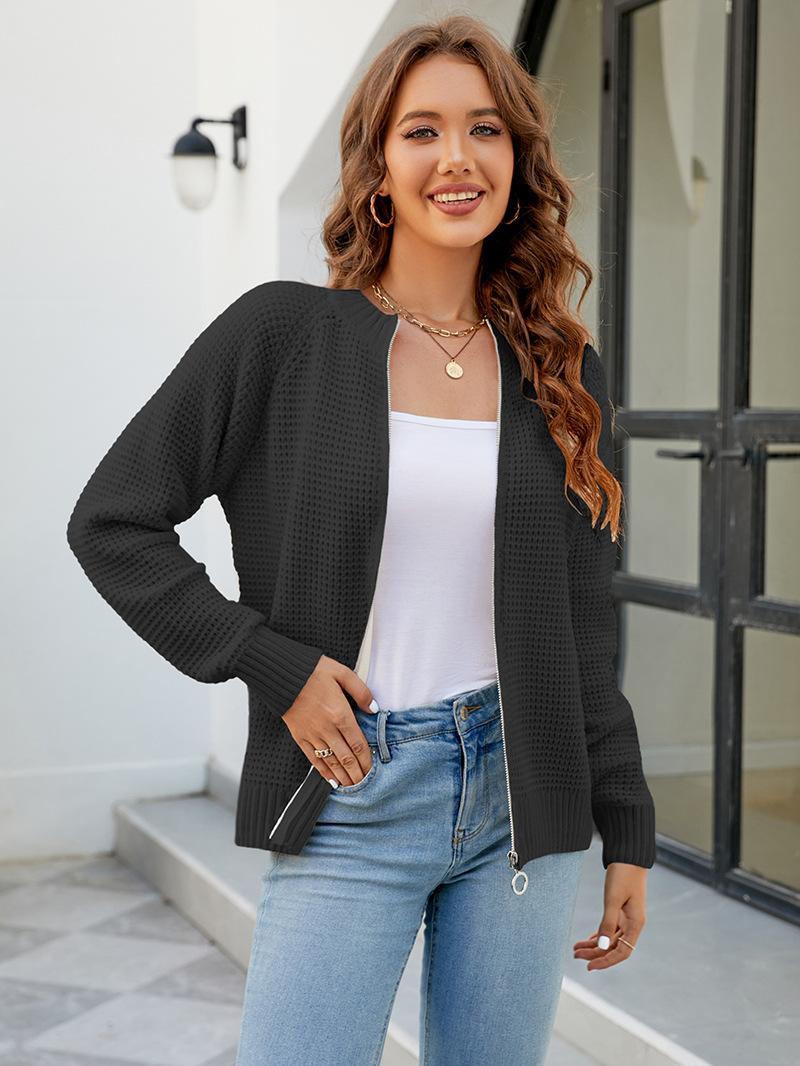 ZIMOXUAN Повседневный свитер с круглым вырезом и молнией — модный вязаный кардиган — фото 18