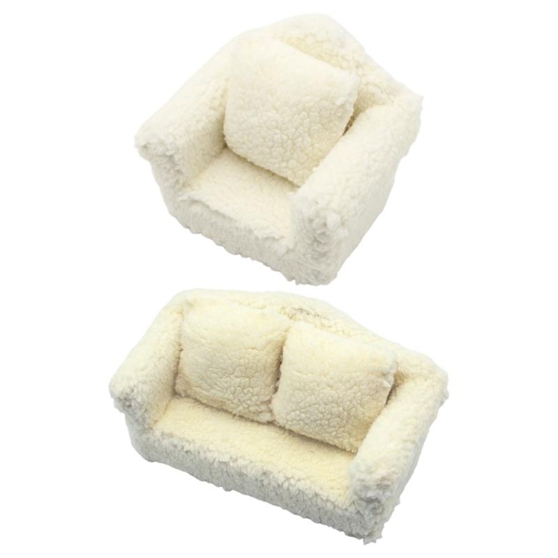 OB11 tiny house tiny Couch Soft Single Armchair With Decorative Pillow Compact Furniture Model