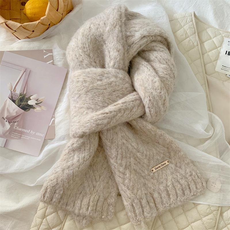 Wool Knitted Scarf for Women in Autumn and Winter New Style Korean Style Versatile High End Thickened Warm Student Scarf