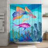 Bright Fish Watercolor Shower Curtain Underwater Scene Decor for Bathroom Tinted Fabric Bath Mat, 180 X 259cm