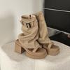Fashion versatile two wear open-toed high-heeled cool boots, wear 2025 spring new sandals thick-heeled thick-soled trousers, boots tide