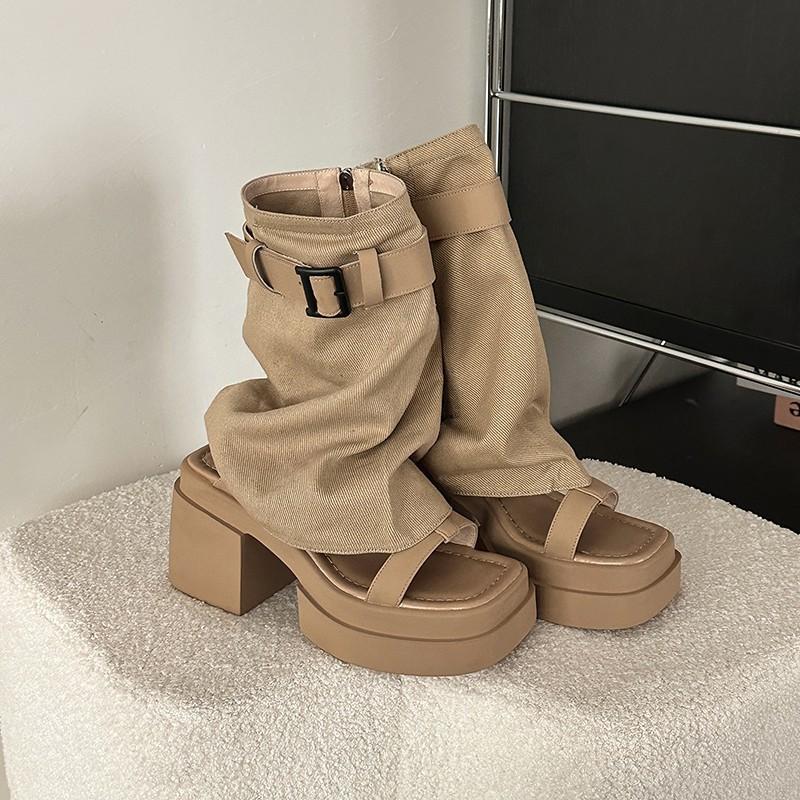 Fashion Women's Fad Platform Tube Boots Sandals Wear Open-toed Thick Sole Cool Style Chunky High Heeled Sandal for Women Sandalias Mujer