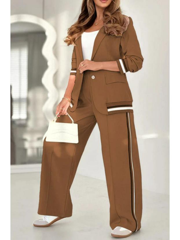 2025 Fashion Ribbed Solid Color 2-Piece Commuter Set