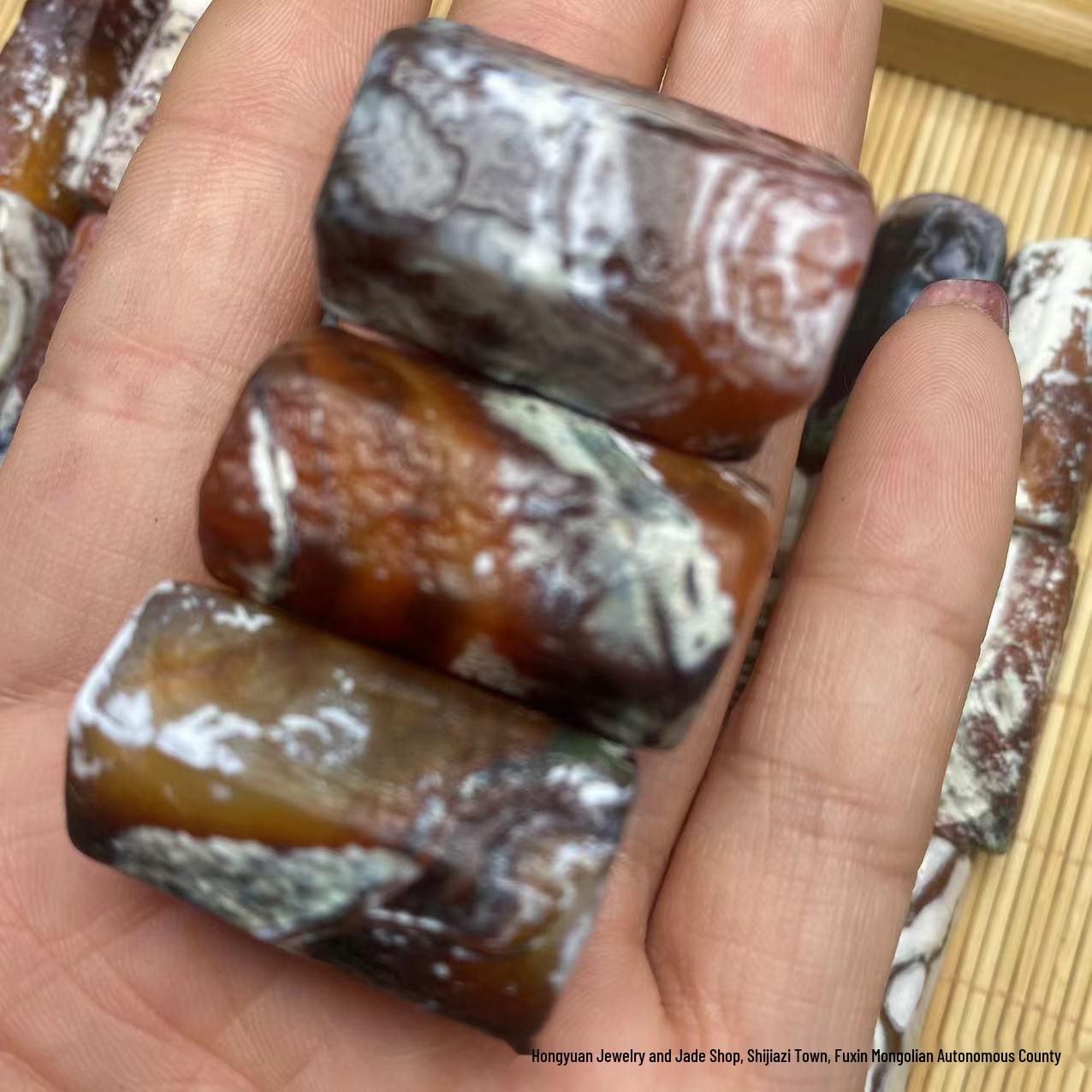 Natural Calcified Agate Bead, 13x23mm, Aged Hole-Expanded, for DIY Handmade Jewelry - -