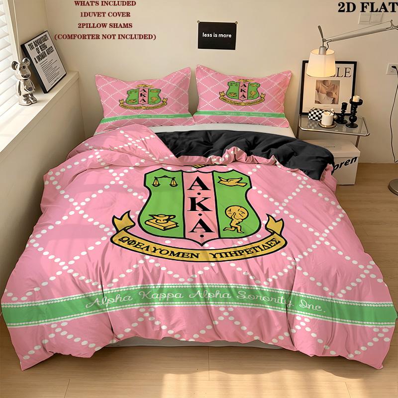 Aka Pattern Bedding Quilt Set Quilt Cover Pillowcase Home Birthday Gift(1 * duvet cover + 2 * pillowcase, without core)