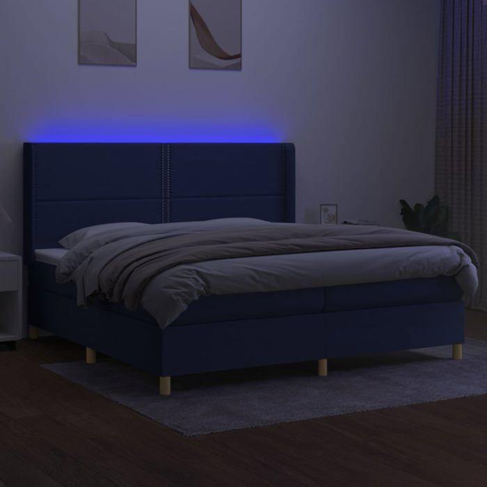 Maison Exclusive - Sommier à lattes de lit matelas et LED Bleu 200x200 cm Tissu